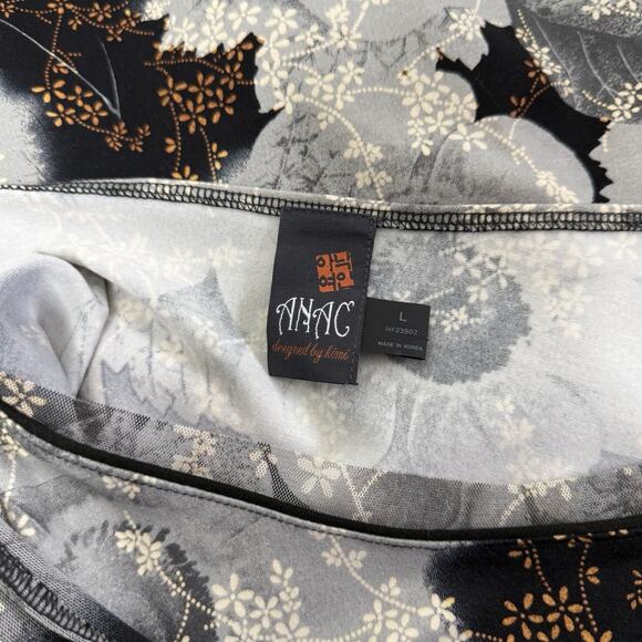 ANAC Designed by Kimi Sheer Floral Blouse Long Sleeve Asymmetrical Hem Size L - Picture 5 of 6